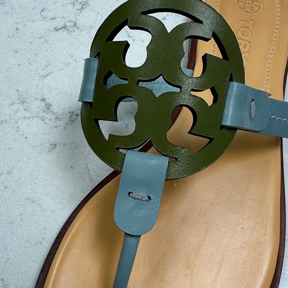 Gorgeous Tory Burch Blue and Olive Sandals - Picture 5 of 5